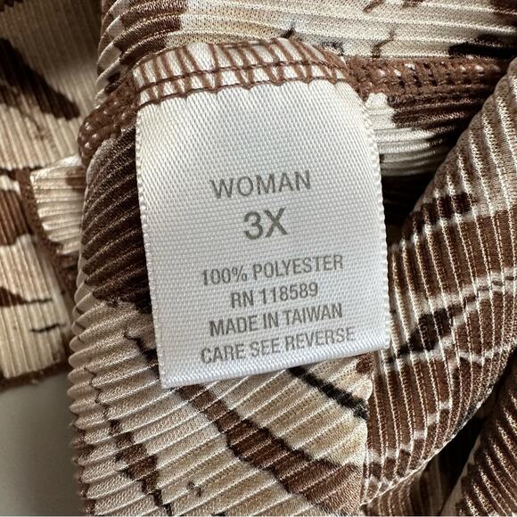 Dressbarn Leopard Print Short Sleeve Top Brown Tan Camel Shirt Plus Sz 3X - Picture 10 of 10